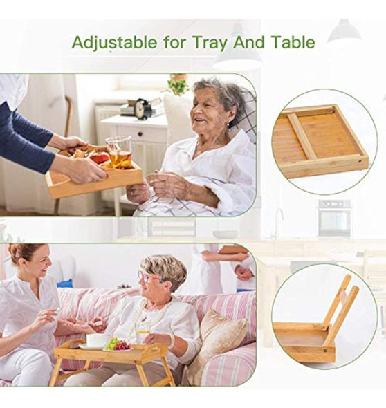 Mesa Con Bandeja De Cama De Bambú Con Patas Plegables, Bande 1
