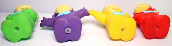 Vintage Teletubbies Figures – Set of 4 Rubber Miniatures (11 cm, Used)