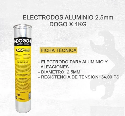 Electrodo Para Aluminio Alsi5  Dogo 2,5 Mm X 35 Unidades 1