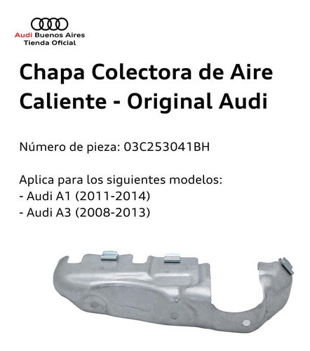 Chapa Colectora De Aire Caliente Audi 03c-253-041-bh 1