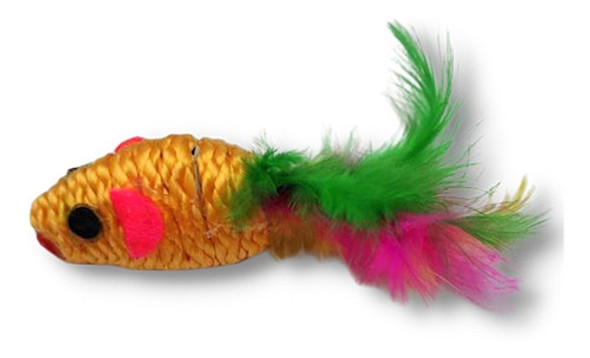 Juguete Para Gatos Ratita Sisal Con Plumas X 12 Cm X 3 Unid. 1