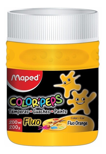 Tempera Escolar Maped Color Peps Fluo Pote X 200ml Jardín 1