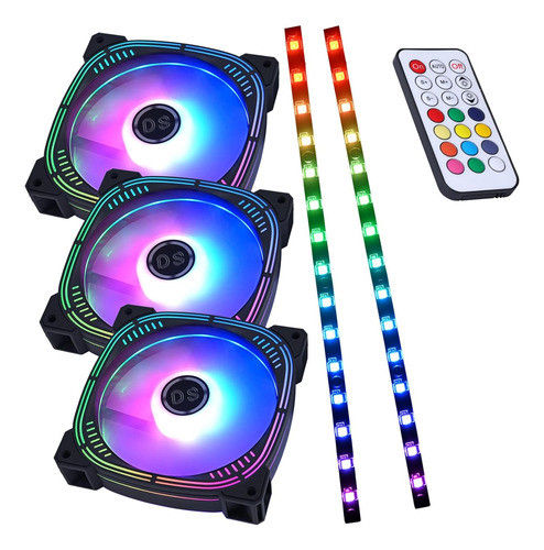 Cooler Pc 120mm Rgb Direccionable X3 + 2 Tiras Led Rgb 0