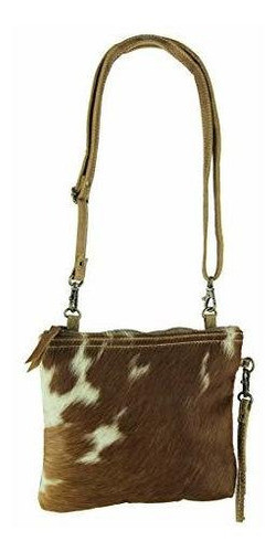 Bolso Myra S1171 Bolso De Piel De Vaca Color Blanco Y Marron 0