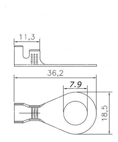 50 Terminales Ojal Diametro Ext 18.5 Dia Interno 7.9mm 1