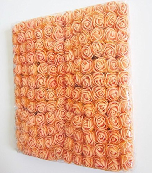 Mini Cabezas De Flores De Rosas Falsas 144 Pcs Color Naranja 1
