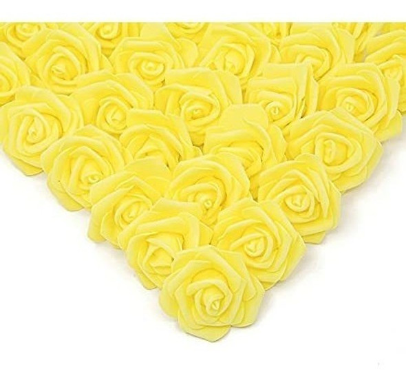Rosas Artificiales Realistas 7cm Amarillo X 100u 0