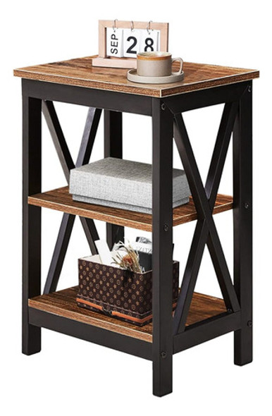 Mesita De Noche Vecelo Mesa Auxiliar De Sofá Con Estante De 0