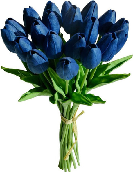 20 Tulipanes, Flores Artificiales Mandys - Azul Marino. 0