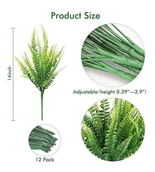 12 Plantas Artificiales De Helecho De Boston Para Exterior G 1