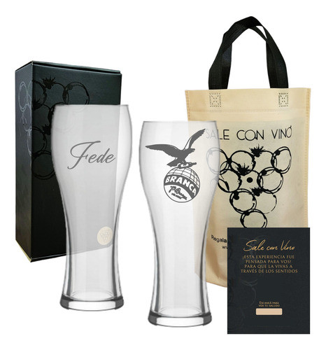 Box Estuche Vaso Cerveza Fernet X 2 Grabado Personalizado 0