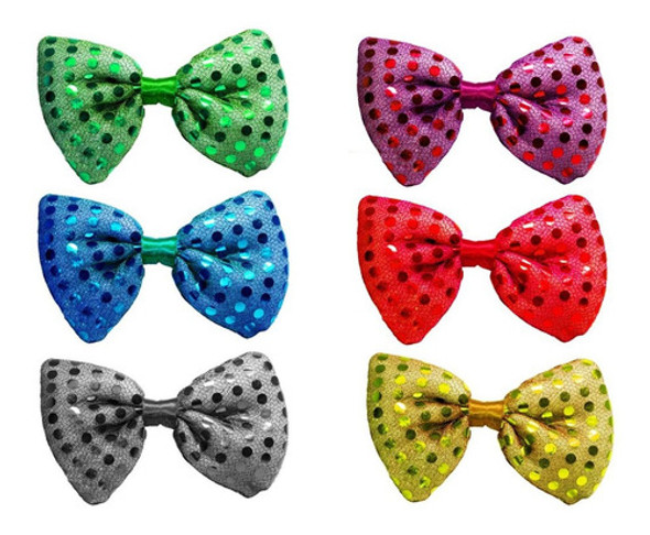 Moños De Lentejuelas Luminosos Led Cotillon X 12 Unidades 0