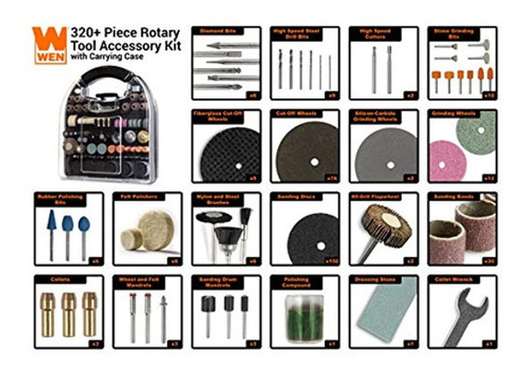 Wen 230321a Kit De Accesorio De Herramienta Rotativa 320piec 1