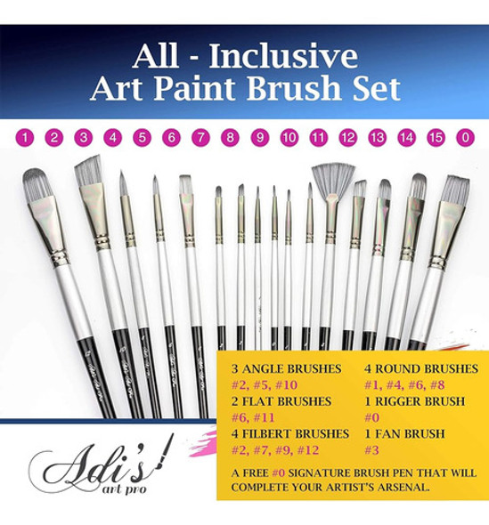 Juego De Pinceles Profesionales De Arte De Adi Para Acuarela 1
