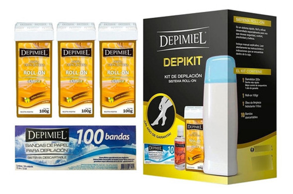 Depikit Depimiel 3 Roll-on Clasica Miel Bandas Depilacion 0
