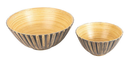 Set 2 Bowls De Bamboo Rayado Vietnam - Polanco Home Deco 1