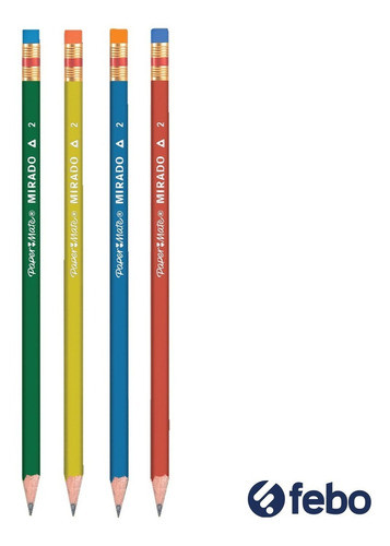 Pack X3 Lápiz Grafito Paper Mate Escolar Hb Mirado C/ Goma 1