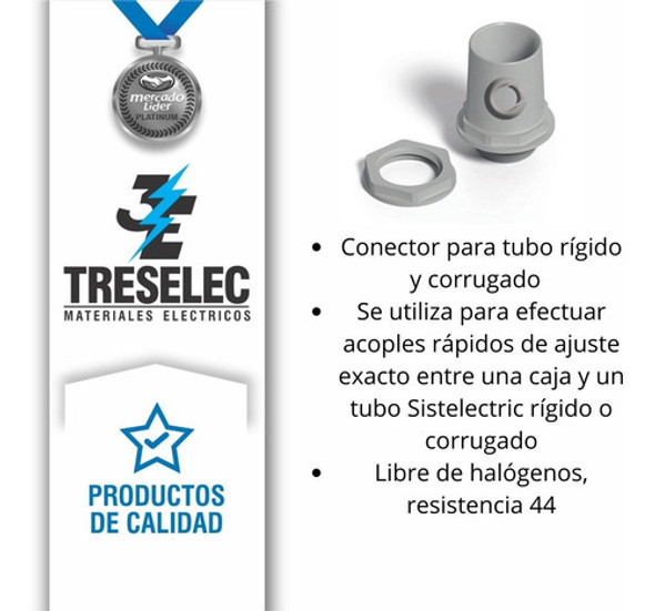 Conector 20mm Pvc Genrod Sistelectric Pack X10 1