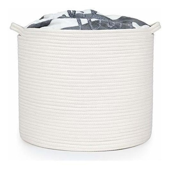 Cuerda De Algodon Cesta De Almacenamiento Con Asas Para La 0