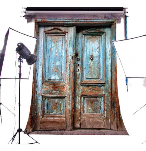 5x7ft Puerta De Madera Vintage Vinyl Studio Fondo Fotografía 0