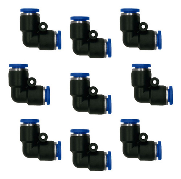 Conector Union Codo Neumático Para Tubo 10mm X 10mm X10u 0