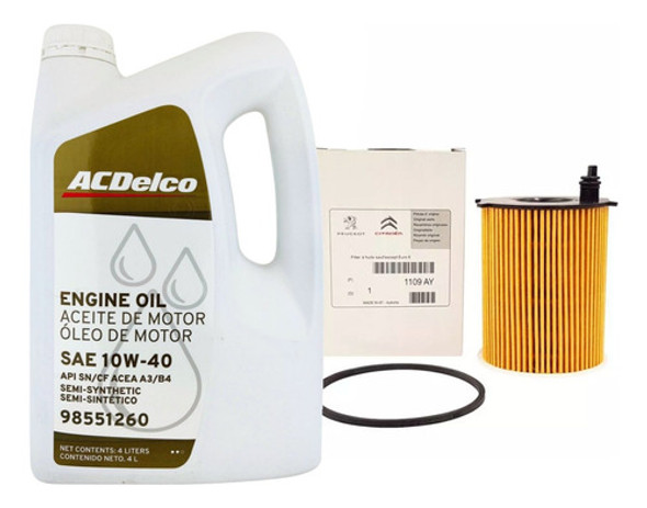 Juego Filtro Aceite Original 10w40 4 L Citroen C3 1.4 Hdi 0