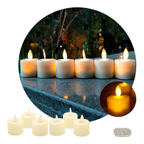 Velas Decorativas Led Cálidas Llama Movimiento Parpadeo X6 0
