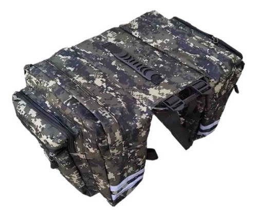 Alforja De Bicicleta Color Verde Camuflado Con Reflectivos. 0