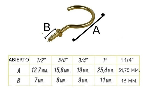 Piton Abierto Dorado Bronceado Oro C/tope 5/8 X100 Uni 1