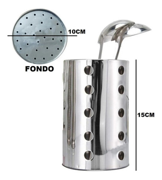 Cubiertero Porta Utensilios Acero Inoxidable Escurridor New 1