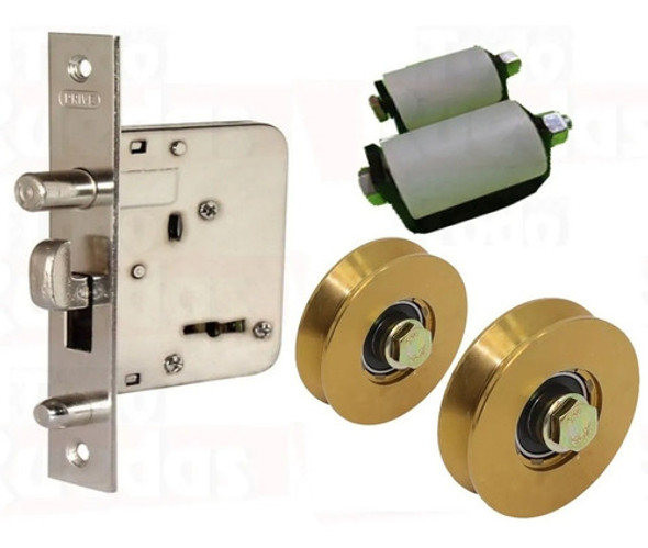 Kit Para Porton Corredizo Cerradura Prive 2 Ruedas 100mm 0