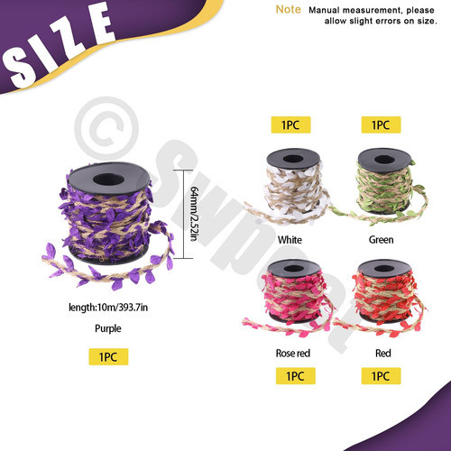 Swpeet Juego 5 Rollos Cinta Hojas Arpillera 5 Colores, Hilo 1