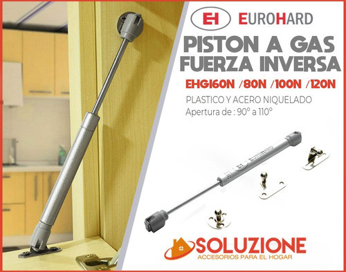 Pistón Brazo A Gas Newton Fuerza Inversa Eurohard 60/80/100 1
