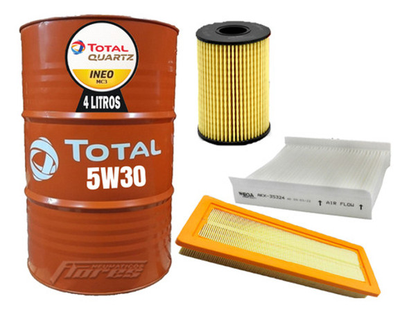 Cambio Aceite Total Mc3 5w30 4l + Kit Filtros Fiat Qubo 1.4 0