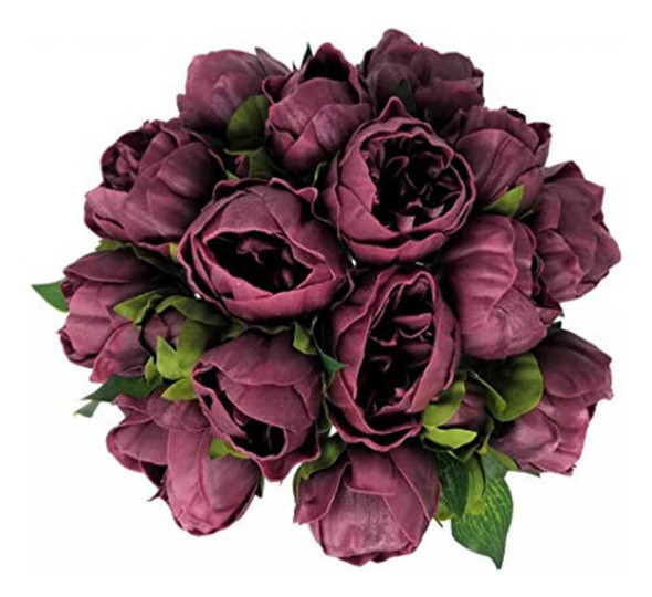 Flores Peonias Artificiales De Latex Realistas 6u Borgoña 0