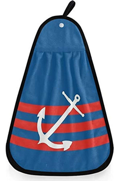~? Visesunny Ancla Náutica Azul Rojo Rayas Toalla De Mano Pa 0
