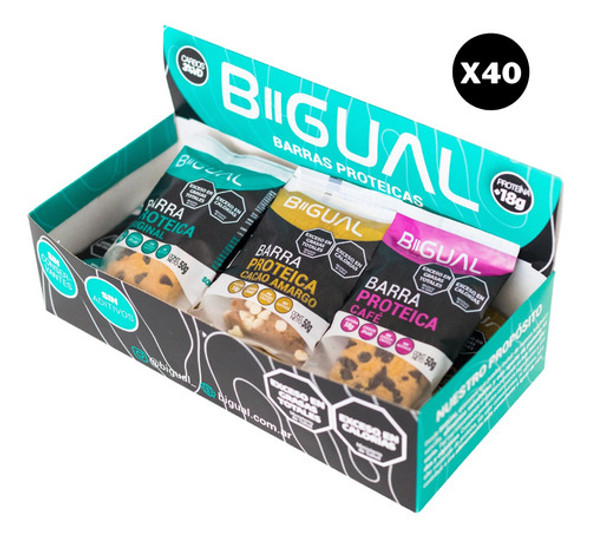 Pack X 40 Barras Proteicas Bigual Sabores Variados 1