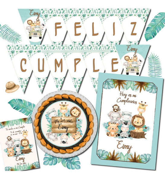 Kit Imprimible Cumple Safari Personalizado 0