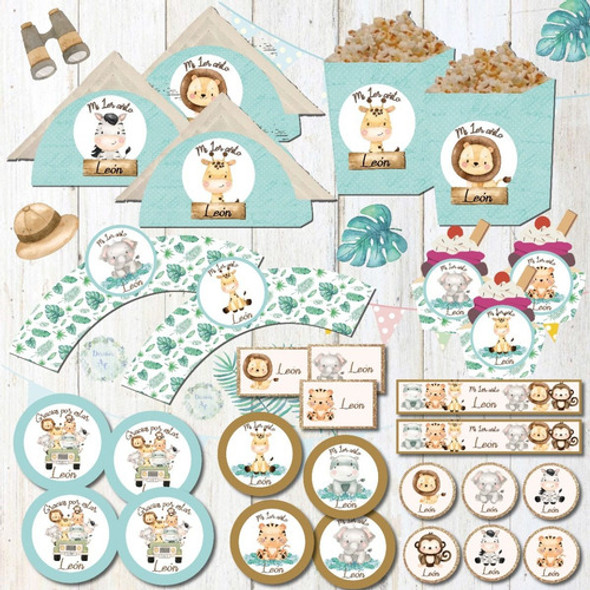 Kit Imprimible Cumple Safari Personalizado 1