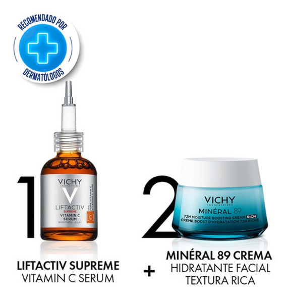 Kit Vichy Liftactiv Vitamin C + Crema Rich  Mineral 89 1