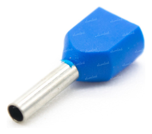 100 Terminales Preaislad Puntera Tif Hueca Doble Azul 2x0.75 0