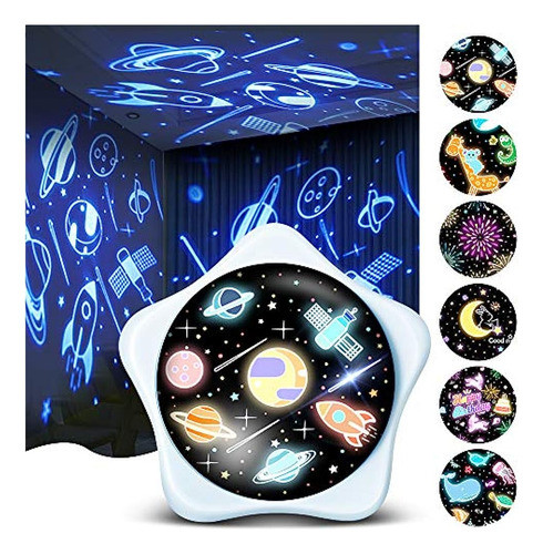 Luz Nocturna Para Niños, Proyector De Estrellas Con 6 Juegos 1