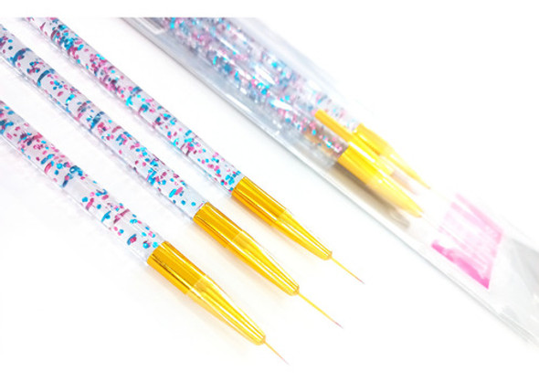 Set Manicura Pinceles+vaso Limpiador+nail Tips+sticker Uñas 1