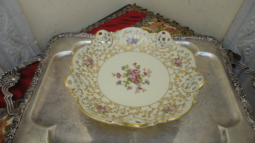 Fino Centro Rosenthal Antiguo Diseño Con Flores Y Oro Vealo 0