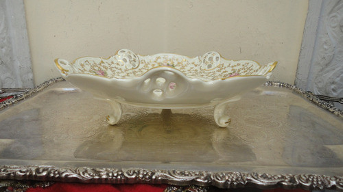Fino Centro Rosenthal Antiguo Diseño Con Flores Y Oro Vealo 1