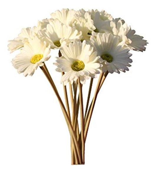 Mandys 12 Piezas De Látex Blanco Artificial Gerbera Margarit 0