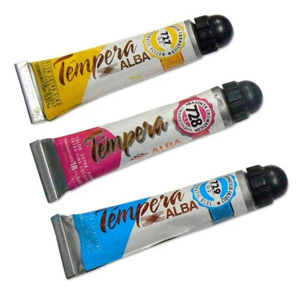 Tempera Profesional Alba Colores Cromaticos 18ml Pack X 3 0