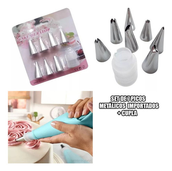 Set Combo Repostería Importada X 7 Picos Metálicos + Cupla 1