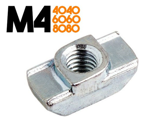 Pack X4: Tuerca M4 Para Perfil 4040-6060-8080 Tipo Bosch 1