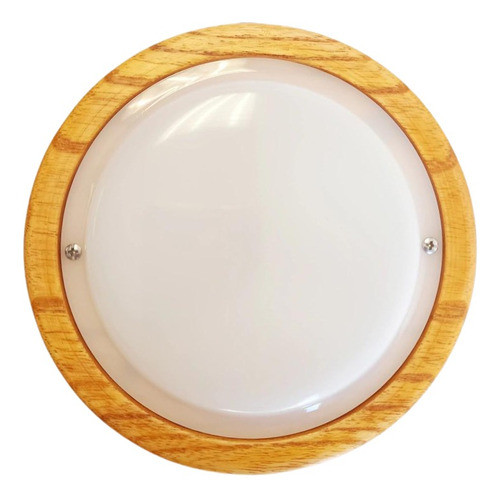 Lampara Led De Madera Circular - Luz Cálida - 14cm Diámetro 0